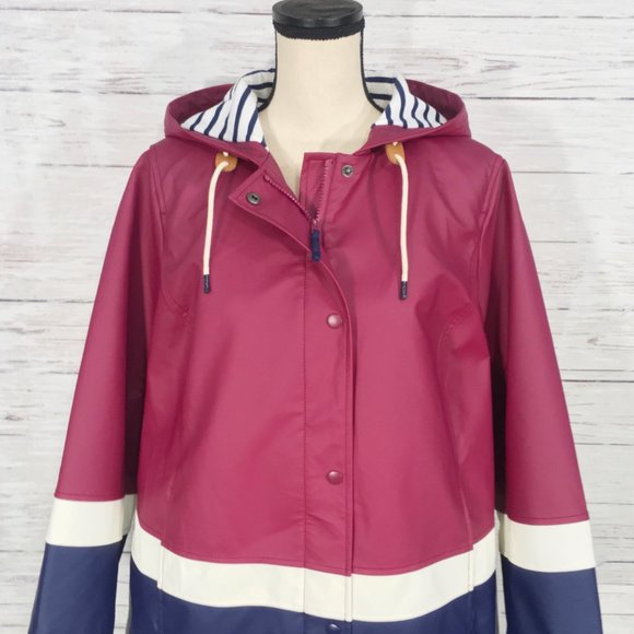 Talbots ~ Water Resistant Rain Full Zip Hooded Coat Jacket 1 Plus Petite - Picture 2 of 13